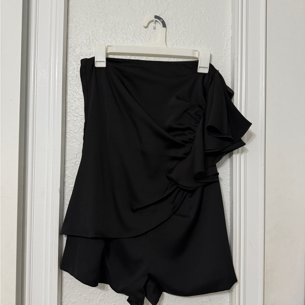 Elegant Black Off-The-Shoulder Romper
